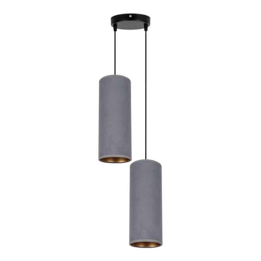 Ljuskrona med textilsladd AVALO 2xE27/60W/230V diameter 20 cm grå