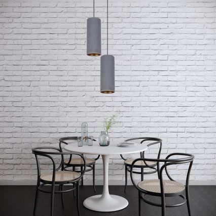 Ljuskrona med textilsladd AVALO 2xE27/60W/230V diameter 20 cm grå