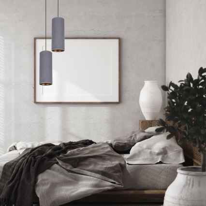 Ljuskrona med textilsladd AVALO 2xE27/60W/230V diameter 20 cm grå