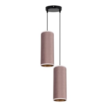 Ljuskrona med textilsladd AVALO 2xE27/60W/230V diameter 20 cm rosa