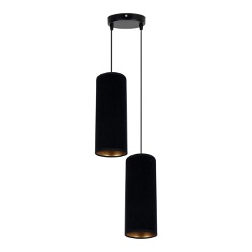 Ljuskrona med textilsladd AVALO 2xE27/60W/230V diameter 20 cm svart