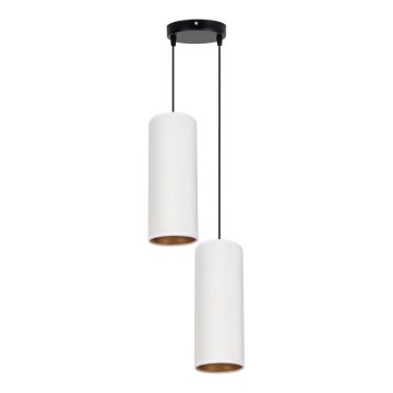 Ljuskrona med textilsladd AVALO 2xE27/60W/230V diameter 20 cm vit