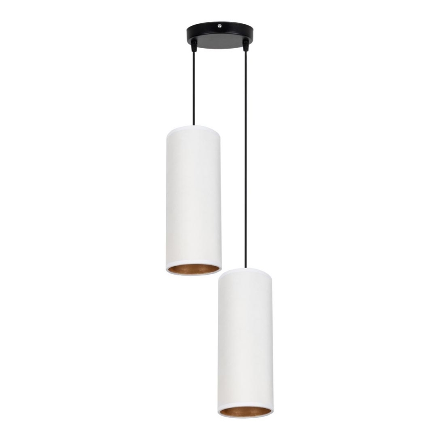 Ljuskrona med textilsladd AVALO 2xE27/60W/230V diameter 20 cm vit