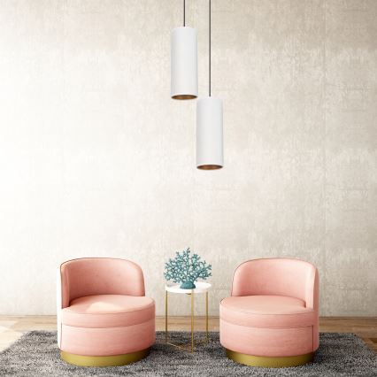 Ljuskrona med textilsladd AVALO 2xE27/60W/230V diameter 20 cm vit