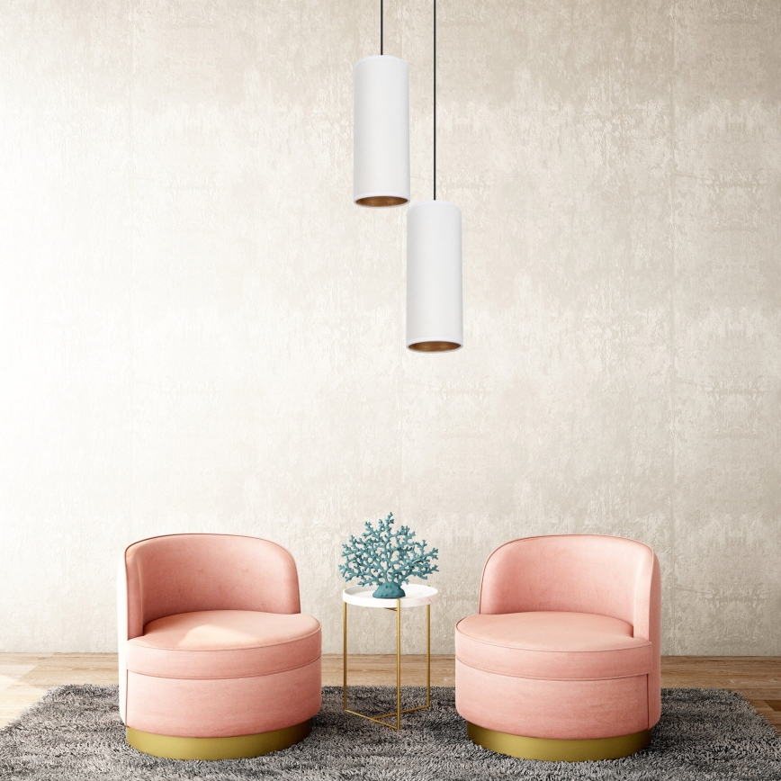 Ljuskrona med textilsladd AVALO 2xE27/60W/230V diameter 20 cm vit