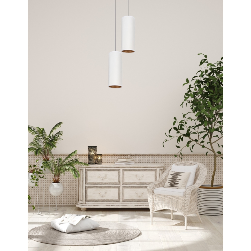 Ljuskrona med textilsladd AVALO 2xE27/60W/230V diameter 20 cm vit