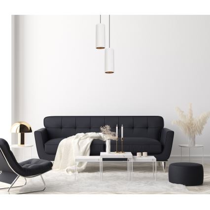 Ljuskrona med textilsladd AVALO 2xE27/60W/230V diameter 20 cm vit