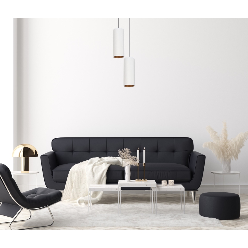 Ljuskrona med textilsladd AVALO 2xE27/60W/230V diameter 20 cm vit