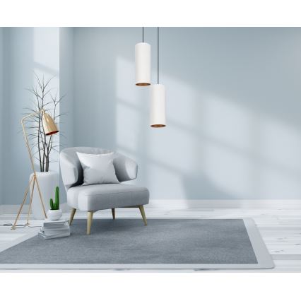 Ljuskrona med textilsladd AVALO 2xE27/60W/230V diameter 20 cm vit