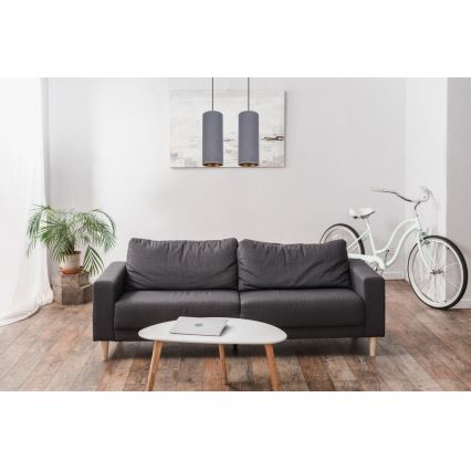 Ljuskrona med textilsladd AVALO 2xE27/60W/230V grå