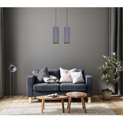 Ljuskrona med textilsladd AVALO 2xE27/60W/230V grå