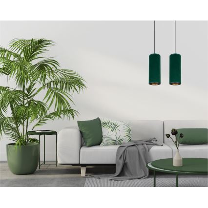 Ljuskrona med textilsladd AVALO 2xE27/60W/230V grön