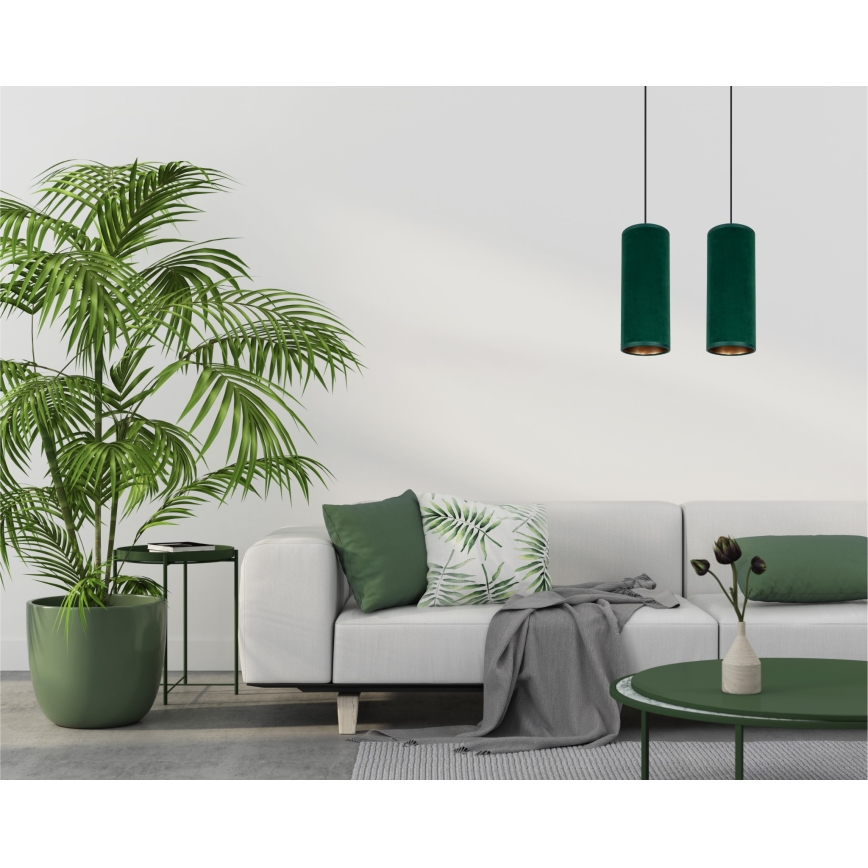 Ljuskrona med textilsladd AVALO 2xE27/60W/230V grön