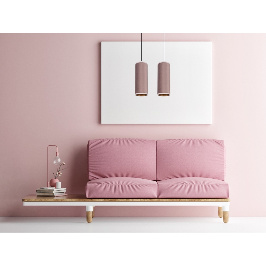 Ljuskrona med textilsladd AVALO 2xE27/60W/230V rosa