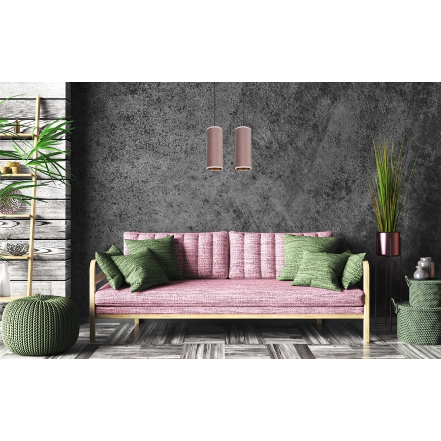 Ljuskrona med textilsladd AVALO 2xE27/60W/230V rosa