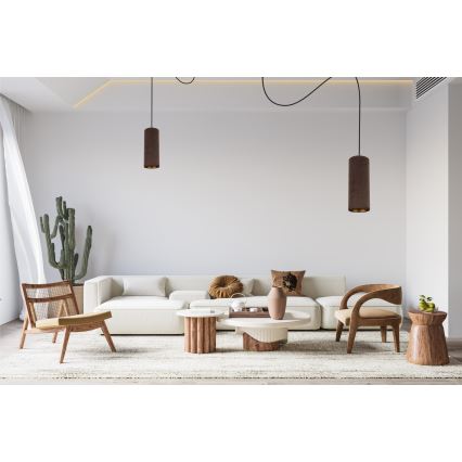 Ljuskrona med textilsladd AVALO 2xE27/60W/230V spindel brun/koppar