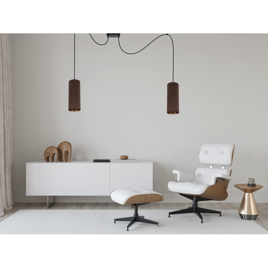 Ljuskrona med textilsladd AVALO 2xE27/60W/230V spindel brun/koppar