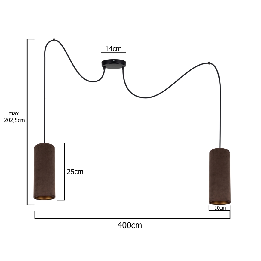 Ljuskrona med textilsladd AVALO 2xE27/60W/230V spindel brun/koppar