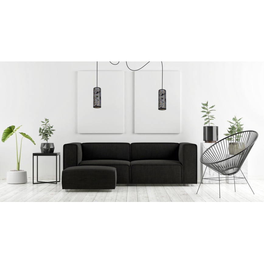 Ljuskrona med textilsladd AVALO 2xE27/60W/230V spindel grå/svart