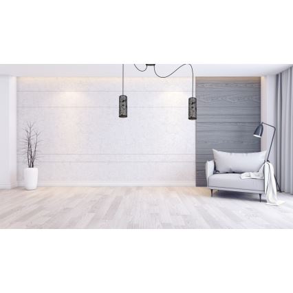 Ljuskrona med textilsladd AVALO 2xE27/60W/230V spindel grå/svart