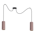 Ljuskrona med textilsladd AVALO 2xE27/60W/230V spindel rosa/koppar