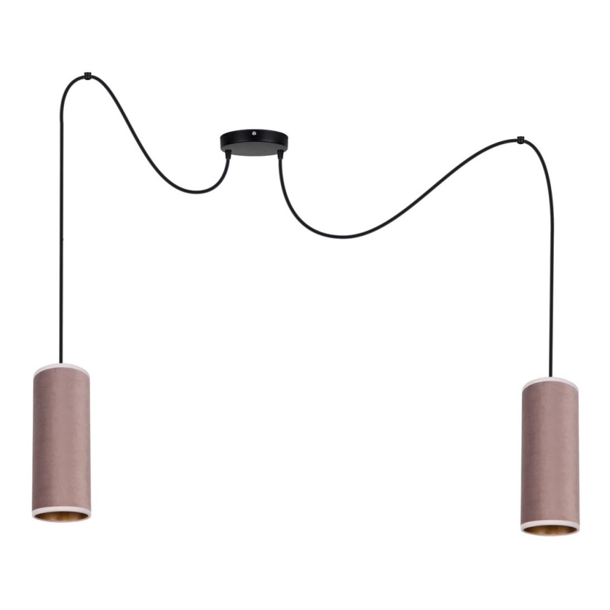 Ljuskrona med textilsladd AVALO 2xE27/60W/230V spindel rosa/koppar