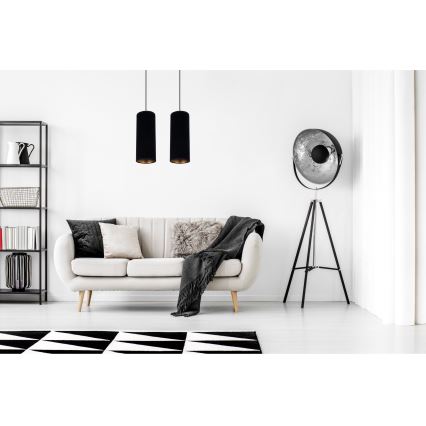 Ljuskrona med textilsladd AVALO 2xE27/60W/230V svart