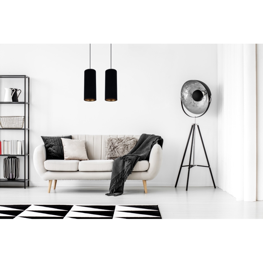 Ljuskrona med textilsladd AVALO 2xE27/60W/230V svart