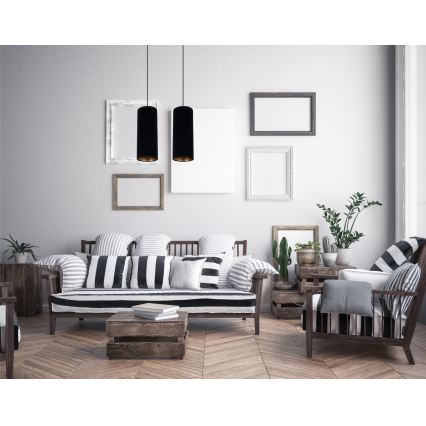 Ljuskrona med textilsladd AVALO 2xE27/60W/230V svart
