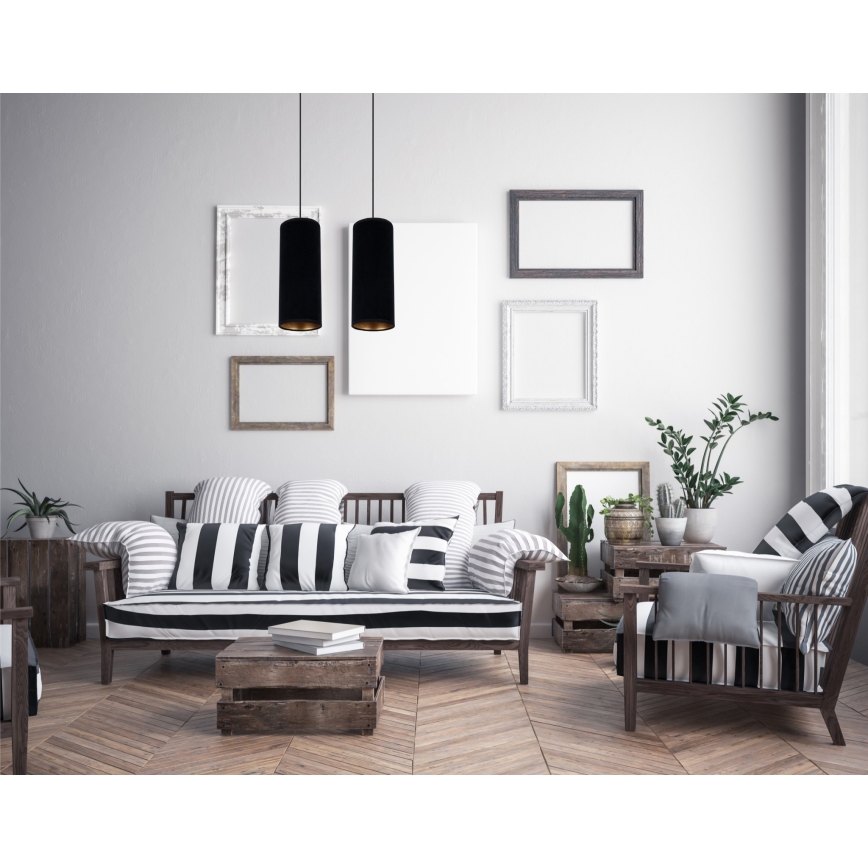 Ljuskrona med textilsladd AVALO 2xE27/60W/230V svart