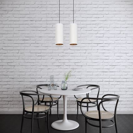 Ljuskrona med textilsladd AVALO 2xE27/60W/230V vit