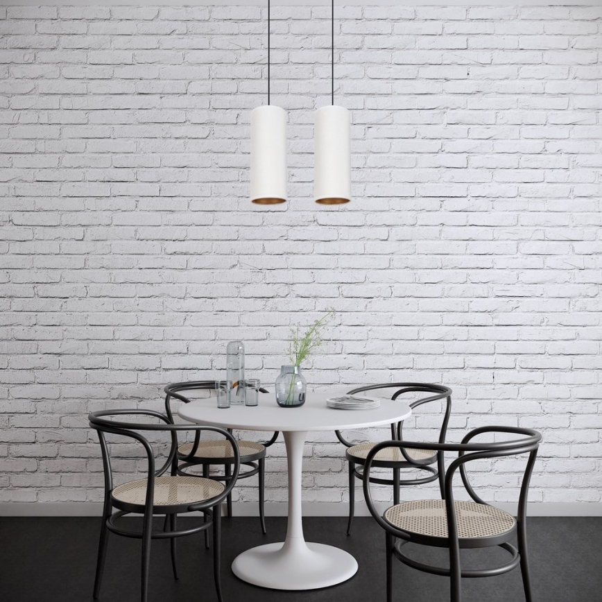 Ljuskrona med textilsladd AVALO 2xE27/60W/230V vit