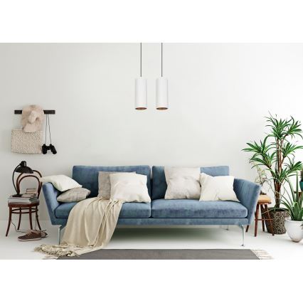 Ljuskrona med textilsladd AVALO 2xE27/60W/230V vit