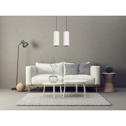 Ljuskrona med textilsladd AVALO 2xE27/60W/230V vit