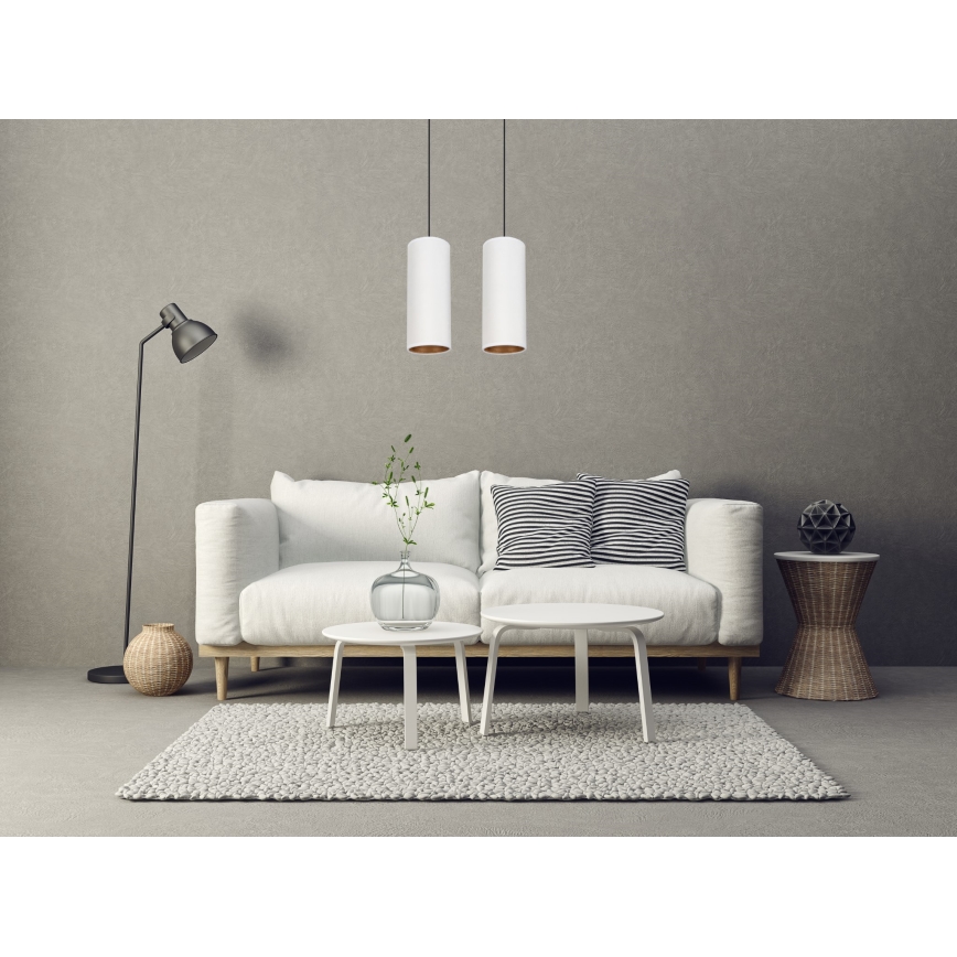 Ljuskrona med textilsladd AVALO 2xE27/60W/230V vit