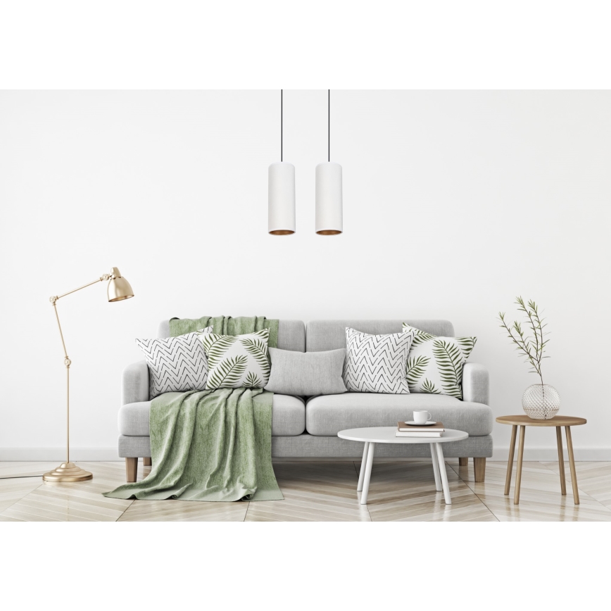 Ljuskrona med textilsladd AVALO 2xE27/60W/230V vit