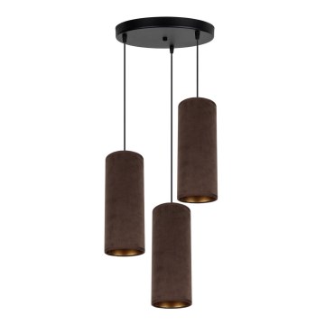 Ljuskrona med textilsladd AVALO 3xE27/60W/230V diameter 35 cm brun