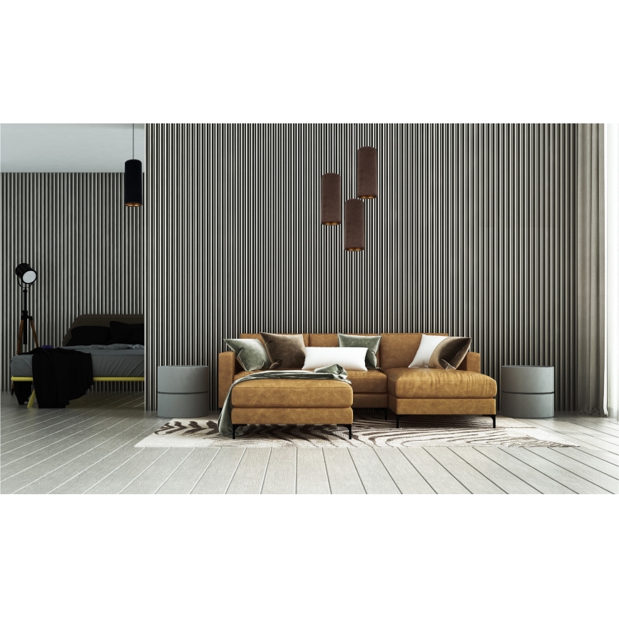Ljuskrona med textilsladd AVALO 3xE27/60W/230V diameter 35 cm brun