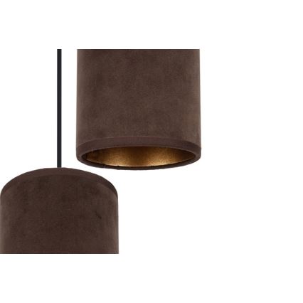Ljuskrona med textilsladd AVALO 3xE27/60W/230V diameter 35 cm brun