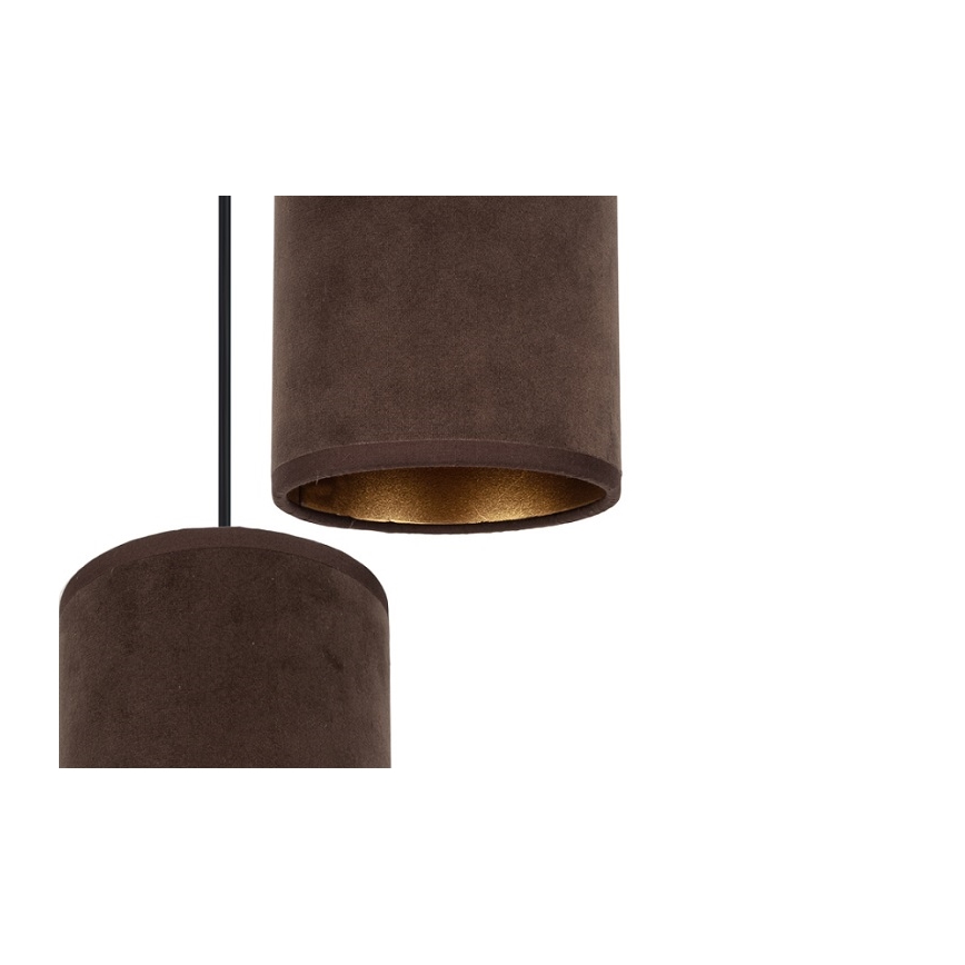 Ljuskrona med textilsladd AVALO 3xE27/60W/230V diameter 35 cm brun