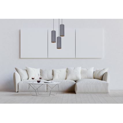 Ljuskrona med textilsladd AVALO 3xE27/60W/230V diameter 35 cm grå