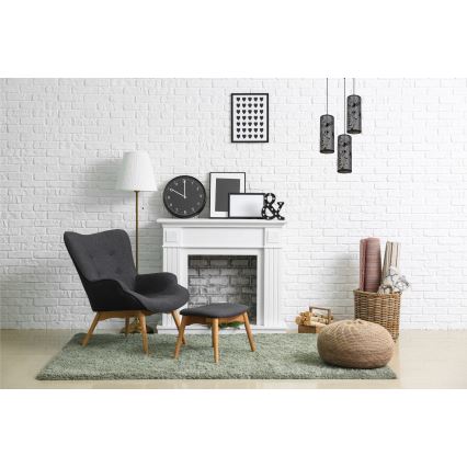 Ljuskrona med textilsladd AVALO 3xE27/60W/230V diameter 35 cm grå/svart