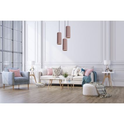 Ljuskrona med textilsladd AVALO 3xE27/60W/230V diameter 35 cm rosa