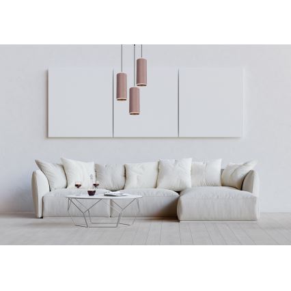 Ljuskrona med textilsladd AVALO 3xE27/60W/230V diameter 35 cm rosa
