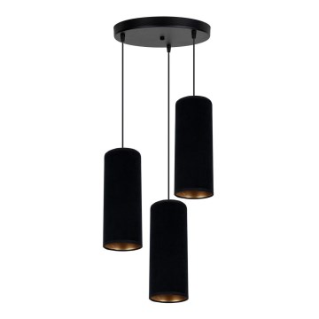 Ljuskrona med textilsladd AVALO 3xE27/60W/230V diameter 35 cm svart