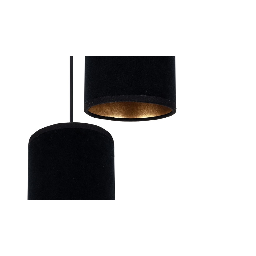 Ljuskrona med textilsladd AVALO 3xE27/60W/230V diameter 35 cm svart