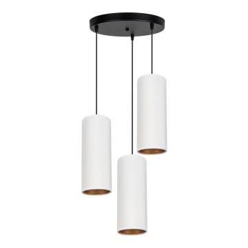 Ljuskrona med textilsladd AVALO 3xE27/60W/230V diameter 35 cm vit