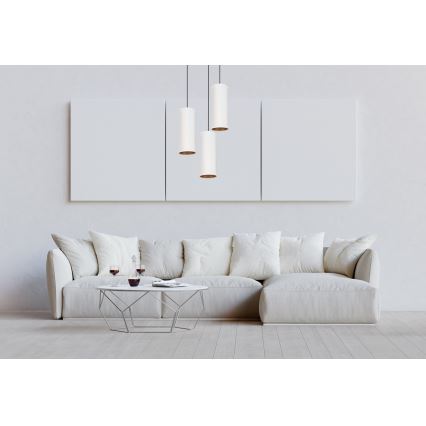 Ljuskrona med textilsladd AVALO 3xE27/60W/230V diameter 35 cm vit