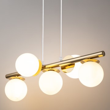 Ljuskrona med textilsladd AVOLA 5xG9/12W/230V guld