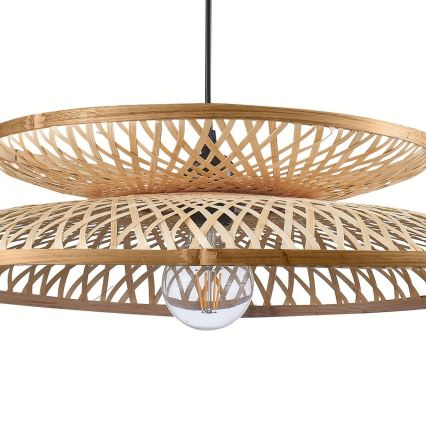 Ljuskrona med textilsladd BALI 1xE27/20W/230V diameter 60 cm bambu